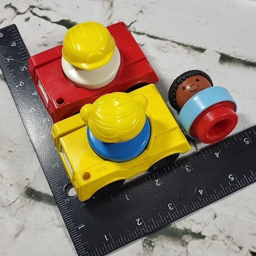 Vintage‎ Fisher-Price Little People Chunky Figures With Cars Lot of 5Pcs